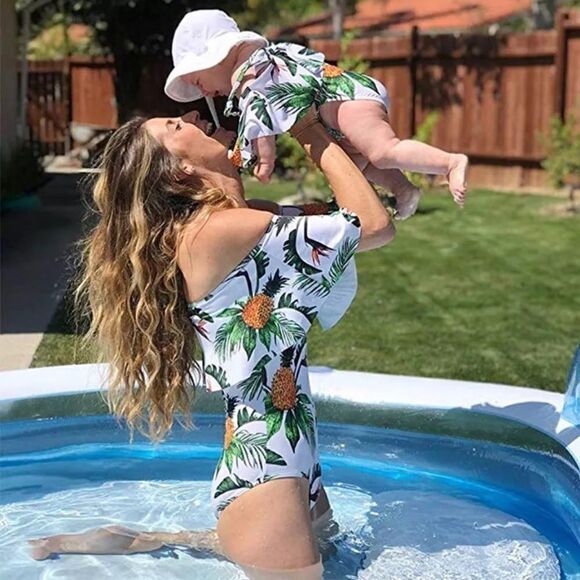 NEW! Girl’s Tropical Pineapple Print One Piece - Picture 7 of 9